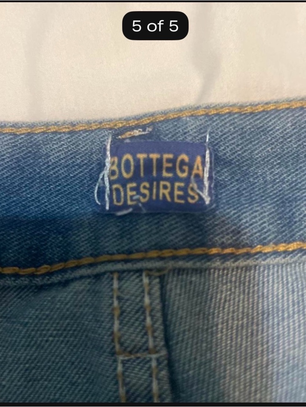Bottega Veneta Blue Slim Straight Jeans with Gold Stitching